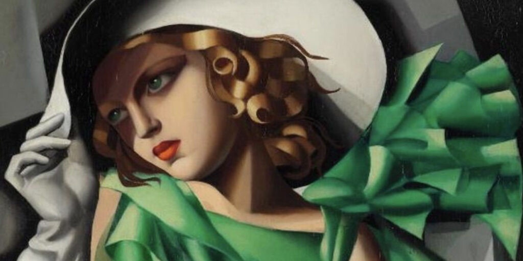 Chica joven en verde. Obra de Tamara Lempicka, artista destacada en el libro "El Taller de Artemisia" de Sandra Ferrer